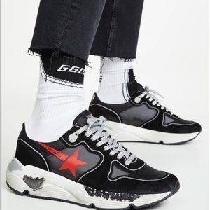 Golden Goose Running Sole Sneakers Black/Red Star